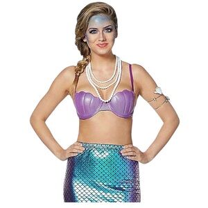 SPIRIT HALLOWEEN Mermaid Dress Up 3 Piece Costume Purple/Pink Size Small 4-6